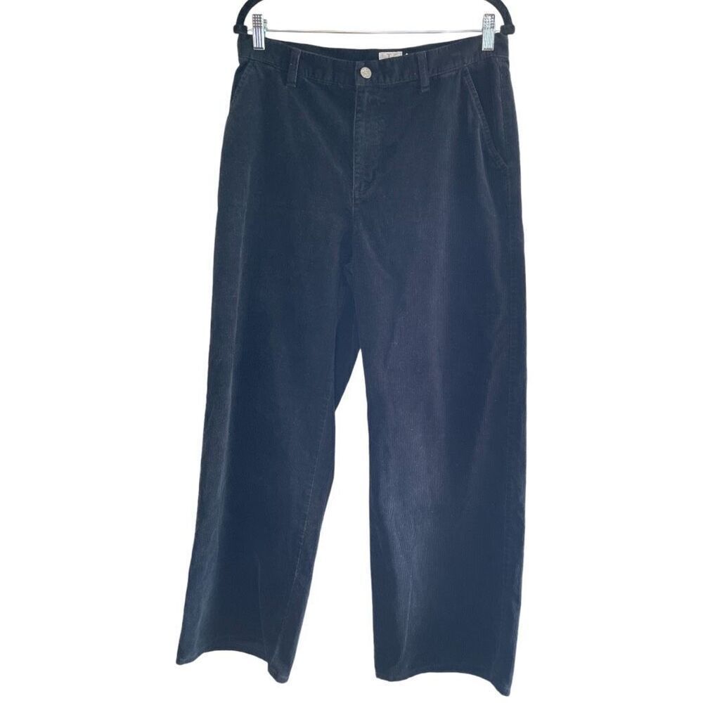 VINTAGE CALVIN KLEIN‎ JEANS Black Wide Leg Corduroy Pants, Size 12